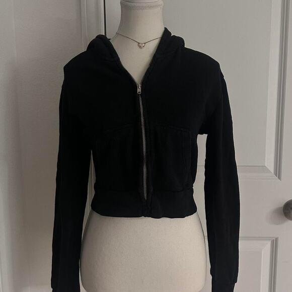 Brandy Melville One Size Black Zip Up Hoodie - Picture 1 of 5